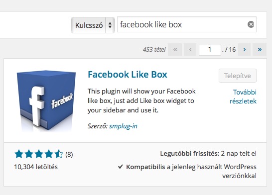 Facebook like box plugin