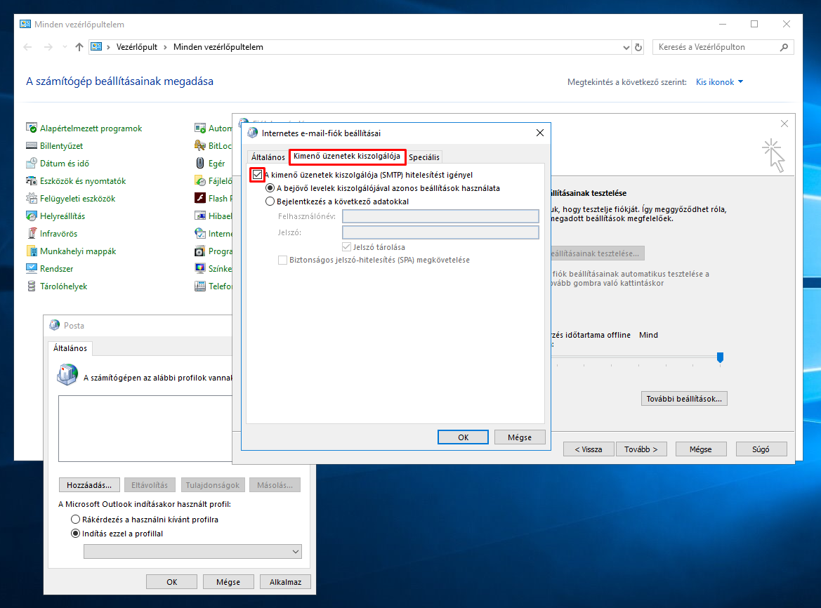 smtp hitelesítés